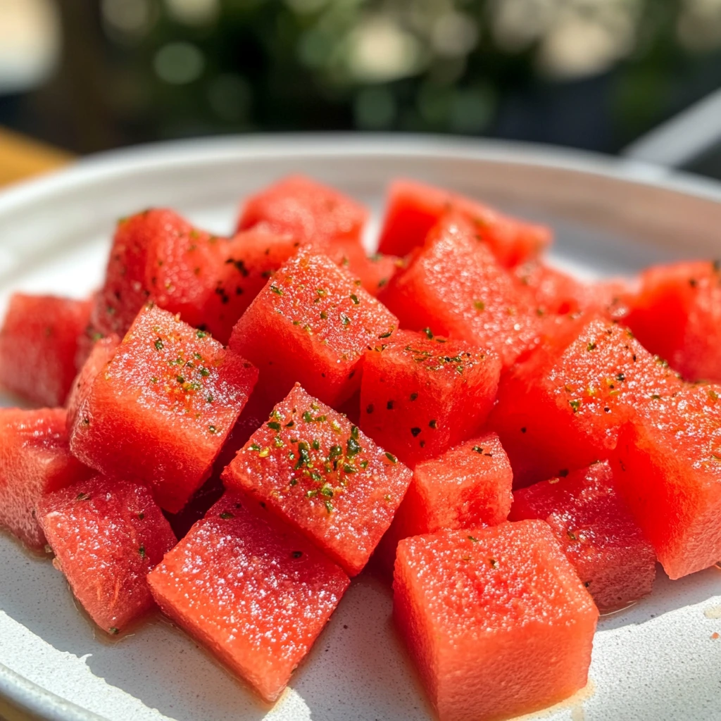 Fresh cubed watermelon rich in antioxidants and hydration