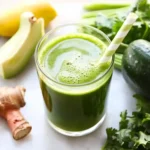 Glass of cleanse detox juice with cucumber and lemon
